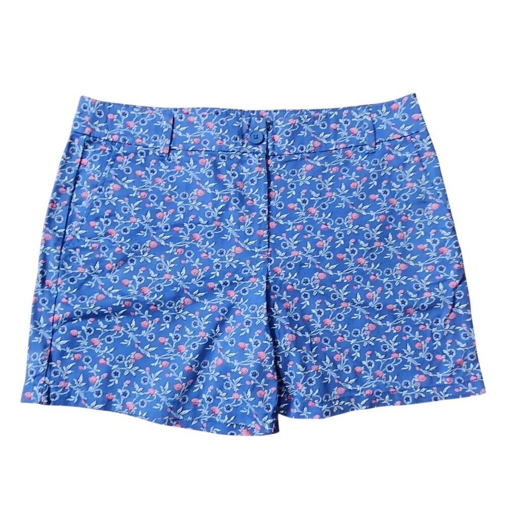 Loft Blue Floral Shorts Flat Front 6 inch 12